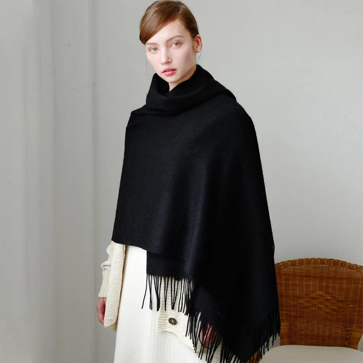 Wool Winter Scarf Women Fashion Shawl Adult Solid Scarves Luxury Autumn Shawls and Wraps Poncho Scarfs for Ladies Unisex Wrap