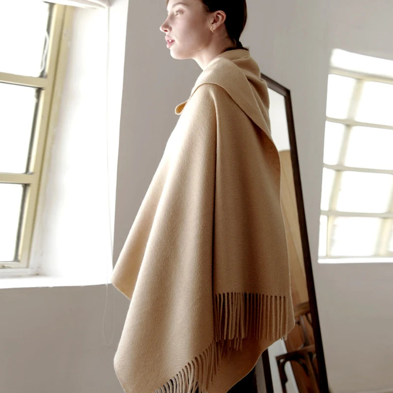 Wool Winter Scarf Women Fashion Shawl Adult Solid Scarves Luxury Autumn Shawls and Wraps Poncho Scarfs for Ladies Unisex Wrap