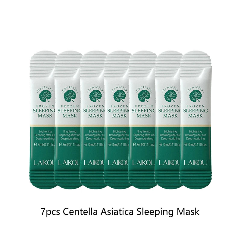7pcs Cherry Blossoms Green Tea Centella Moisturizing Sleeping Mask Individual Packaging Nourishing Repair Skin Barrier Face Mask