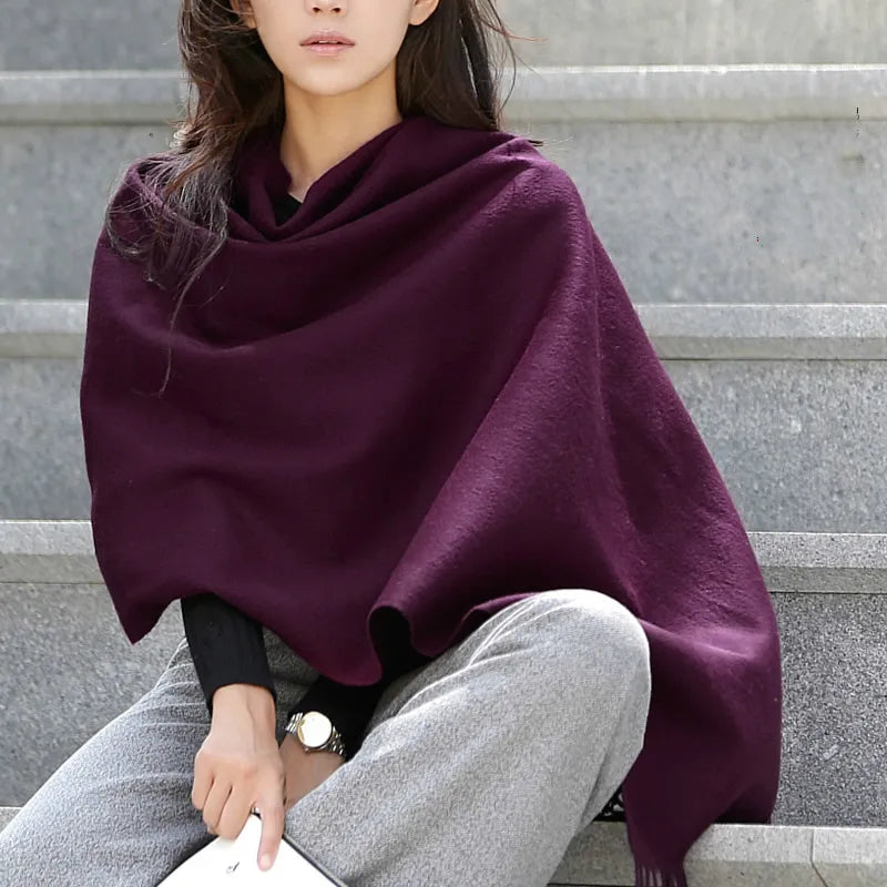 Wool Winter Scarf Women Fashion Shawl Adult Solid Scarves Luxury Autumn Shawls and Wraps Poncho Scarfs for Ladies Unisex Wrap