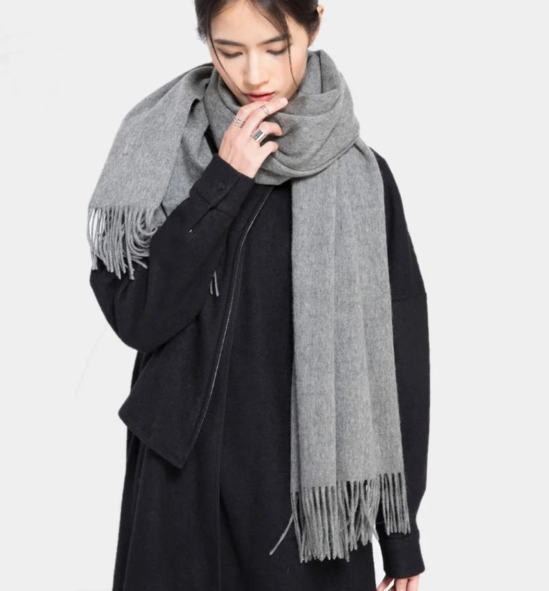 Wool Winter Scarf Women Fashion Shawl Adult Solid Scarves Luxury Autumn Shawls and Wraps Poncho Scarfs for Ladies Unisex Wrap