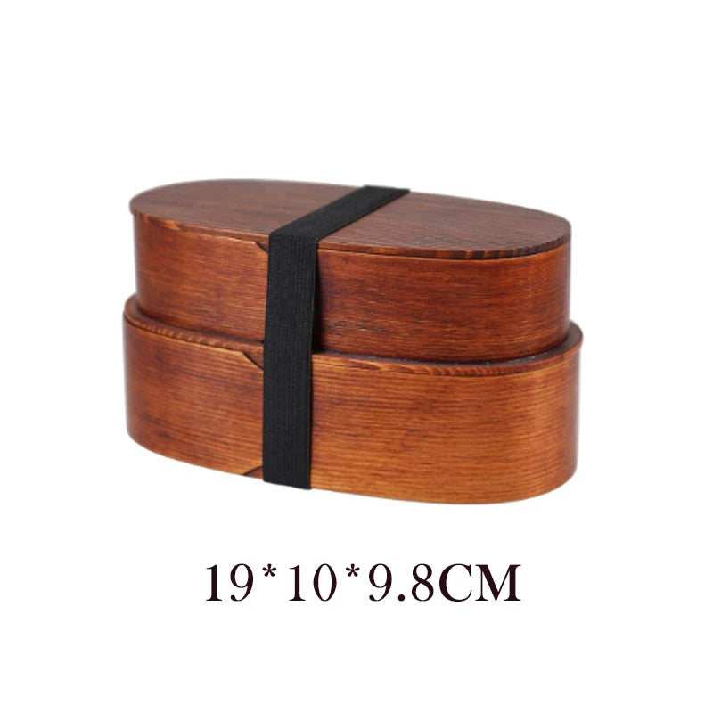 Wooden Lunch Box Set Japanese Bento Boxes Picnic Dinnerware Kit for School Food Container Sushi Case with Tableware Lunchbox