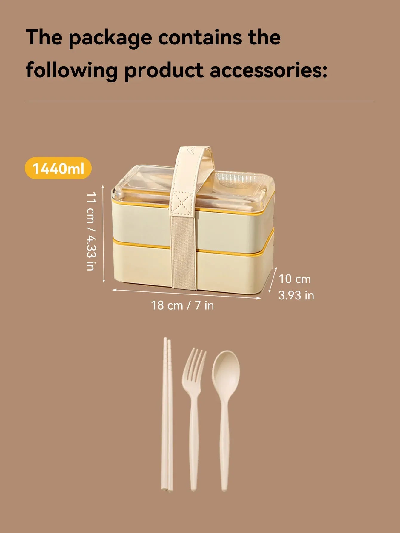 WORTHBUY Microwave Bento Box With Tableware Portable Double-layer Lunch Box Leak Proof Divided Food Containers For Student Adult
