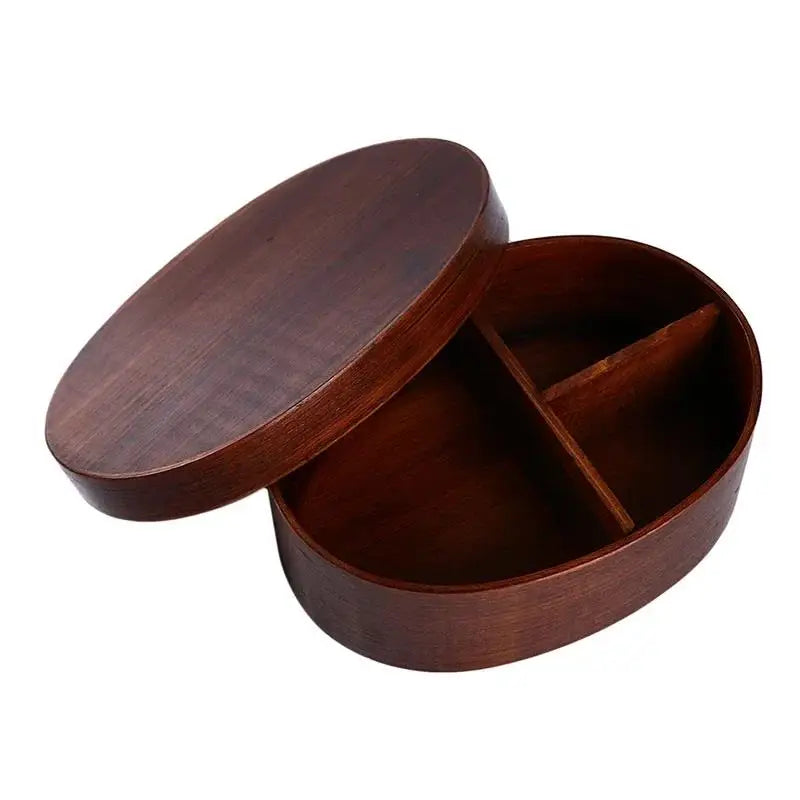 Useful Wooden Lunch Box Picnic Japanese Bento Box for School Kids Dinnerware Set Round Square Lunch Box