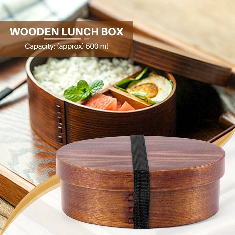 Wooden Lunch Boxs Food Containers Japanese Style Bento Lunchbox For Children School Dinnerware Bowl Boxes Travel Organizer