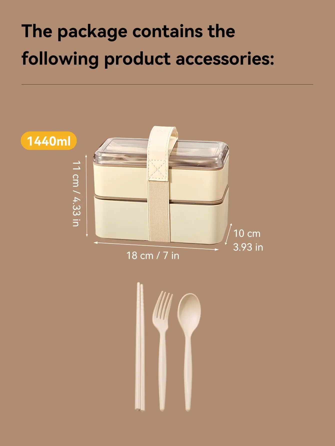 WORTHBUY Microwave Bento Box With Tableware Portable Double-layer Lunch Box Leak Proof Divided Food Containers For Student Adult