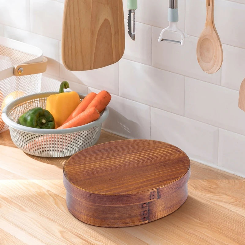 Wooden Lunch Boxs Food Containers Japanese Style Bento Lunchbox For Children School Dinnerware Bowl Boxes Travel Organizer