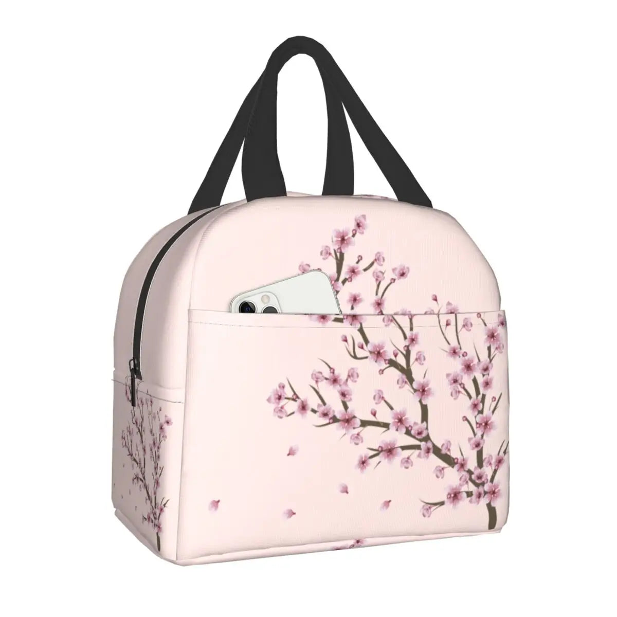 Japanese Sakura Cherry Blossoms Insulated Lunch Bags for Women Resuable Thermal Cooler Flowers Bento Box Kids School Children