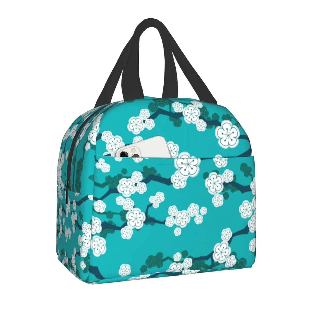 Japanese Sakura Cherry Blossoms Insulated Lunch Bags for Women Resuable Thermal Cooler Flowers Bento Box Kids School Children