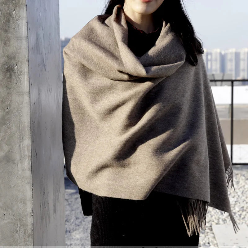 Wool Winter Scarf Women Fashion Shawl Adult Solid Scarves Luxury Autumn Shawls and Wraps Poncho Scarfs for Ladies Unisex Wrap