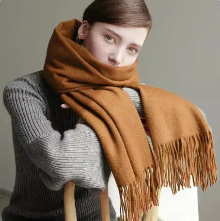 Wool Winter Scarf Women Fashion Shawl Adult Solid Scarves Luxury Autumn Shawls and Wraps Poncho Scarfs for Ladies Unisex Wrap