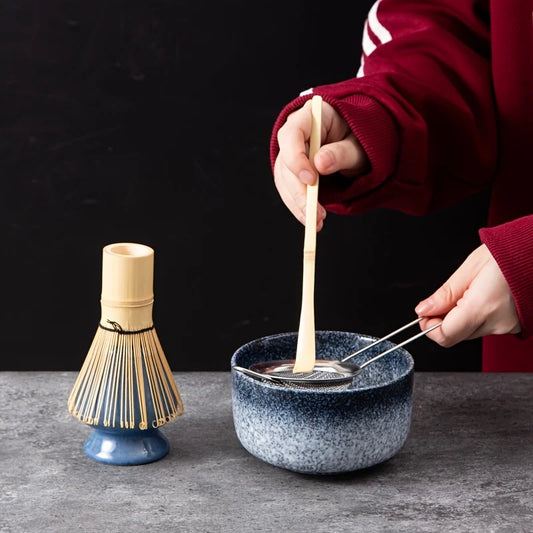 6pcs Japanese Matcha Whisk Set, 6pcs Matcha Tea Kit Included Matcha Whisk, Bowl, Sifter, Scoop, Whisk Stand, Teaspoon