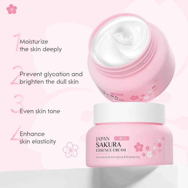 LAIKOU 60g Japan Sakura Essence Face Cream Cherry Blossom Facial Cream Moisturizing Firming Korean Skin Care