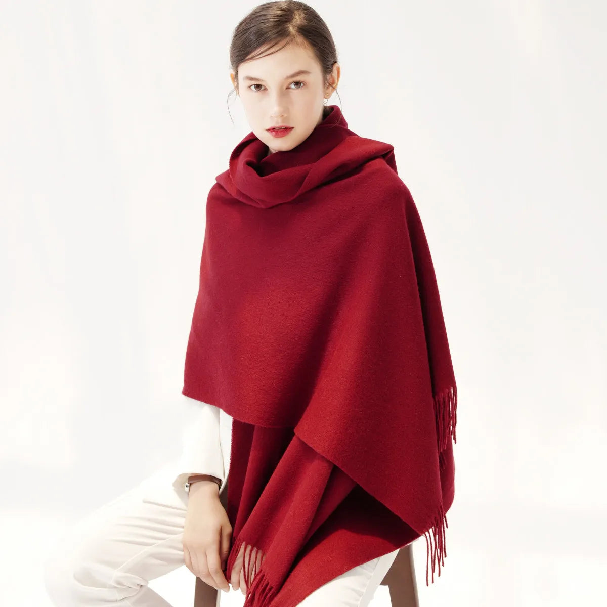 Wool Winter Scarf Women Fashion Shawl Adult Solid Scarves Luxury Autumn Shawls and Wraps Poncho Scarfs for Ladies Unisex Wrap