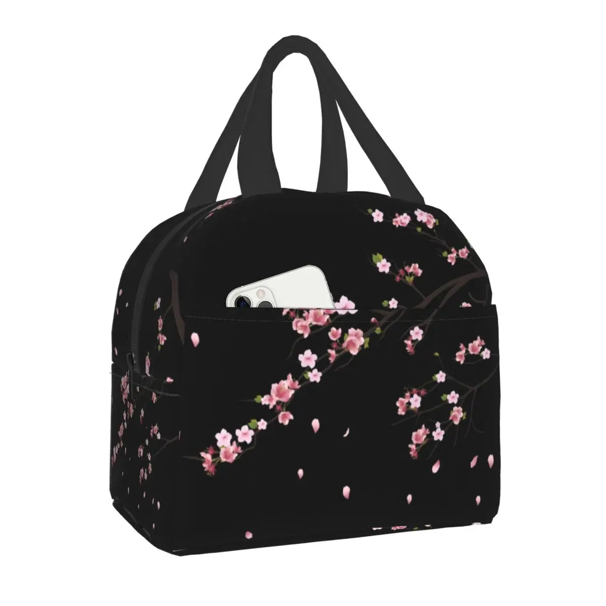 Japanese Sakura Cherry Blossoms Insulated Lunch Bags for Women Resuable Thermal Cooler Flowers Bento Box Kids School Children