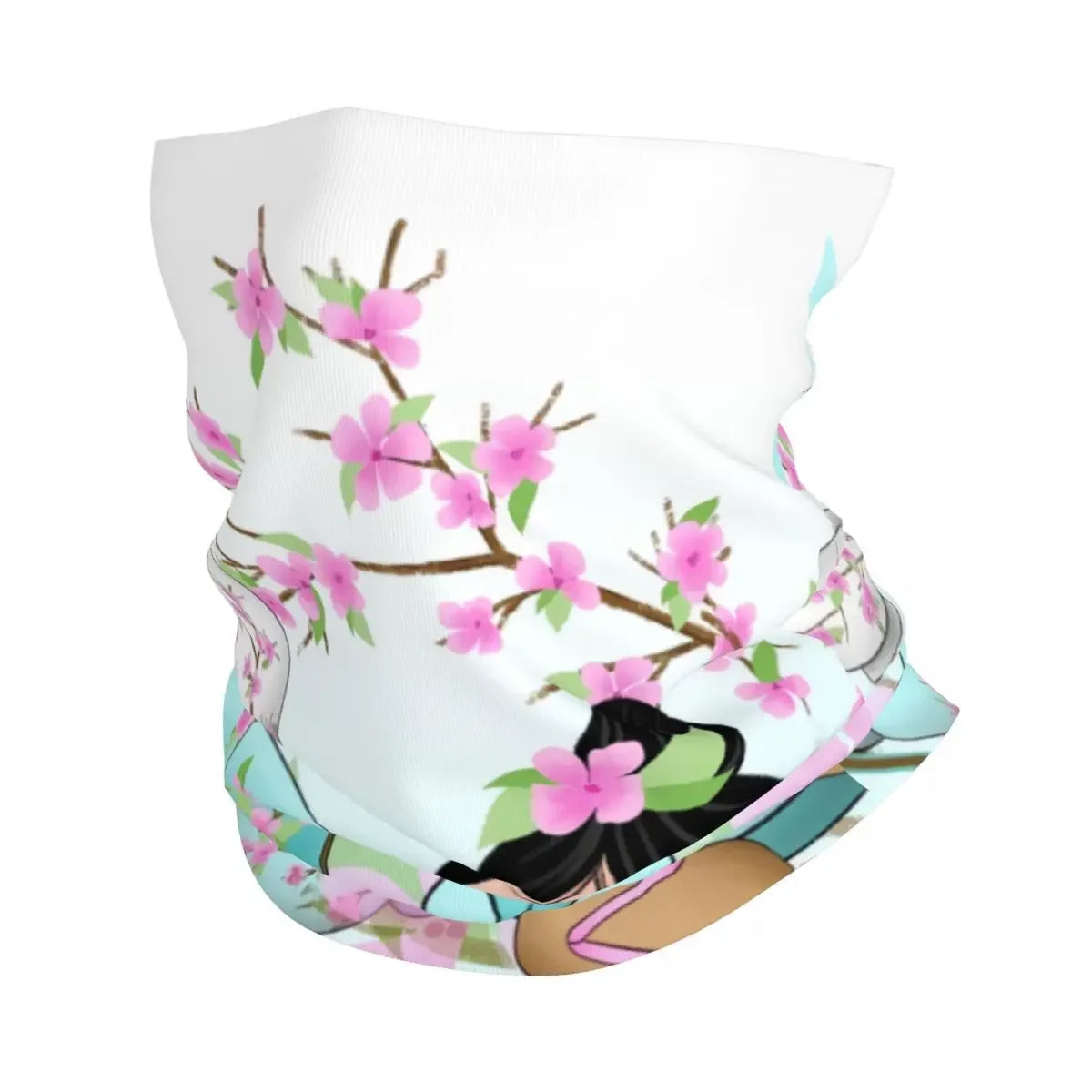 Custom Japanese Girl Sakura Kokeshi Doll Bandana Neck Gaiter for Hiking Camping Men Women Wrap Scarf Balaclava Warmer
