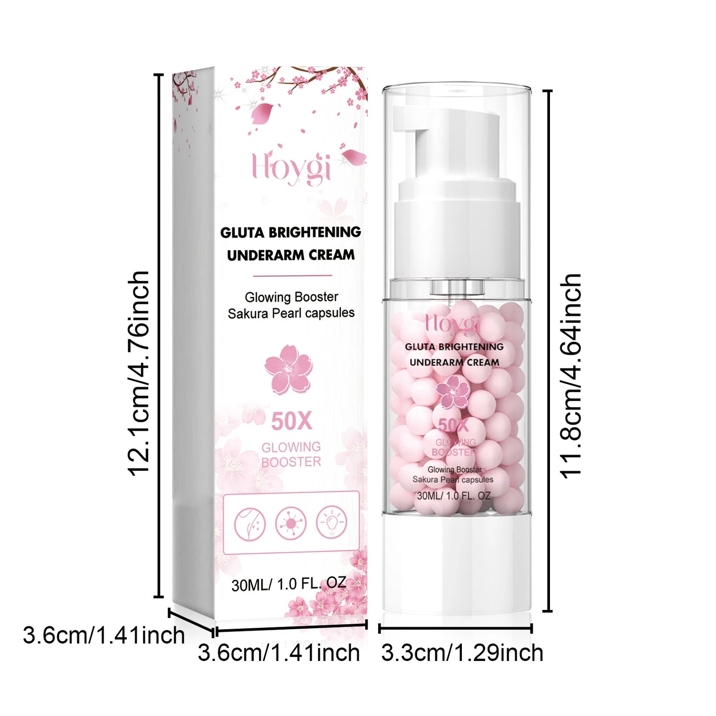 Hoygi Sakura Pearl Brightening Underarm Cream Fade Melanin Elbows Armpits Nourish Skin Improve Dullness Whitening Capsule Cream