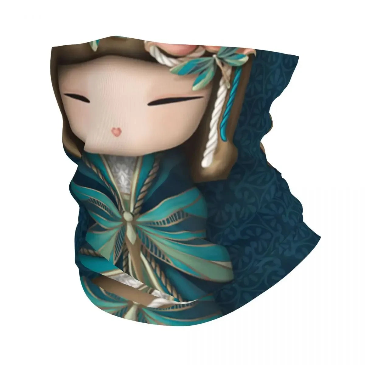 Custom Japanese Girl Sakura Kokeshi Doll Bandana Neck Gaiter for Hiking Camping Men Women Wrap Scarf Balaclava Warmer