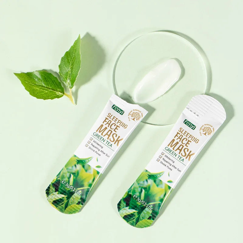 7pcs Cherry Blossoms Green Tea Centella Moisturizing Sleeping Mask Individual Packaging Nourishing Repair Skin Barrier Face Mask