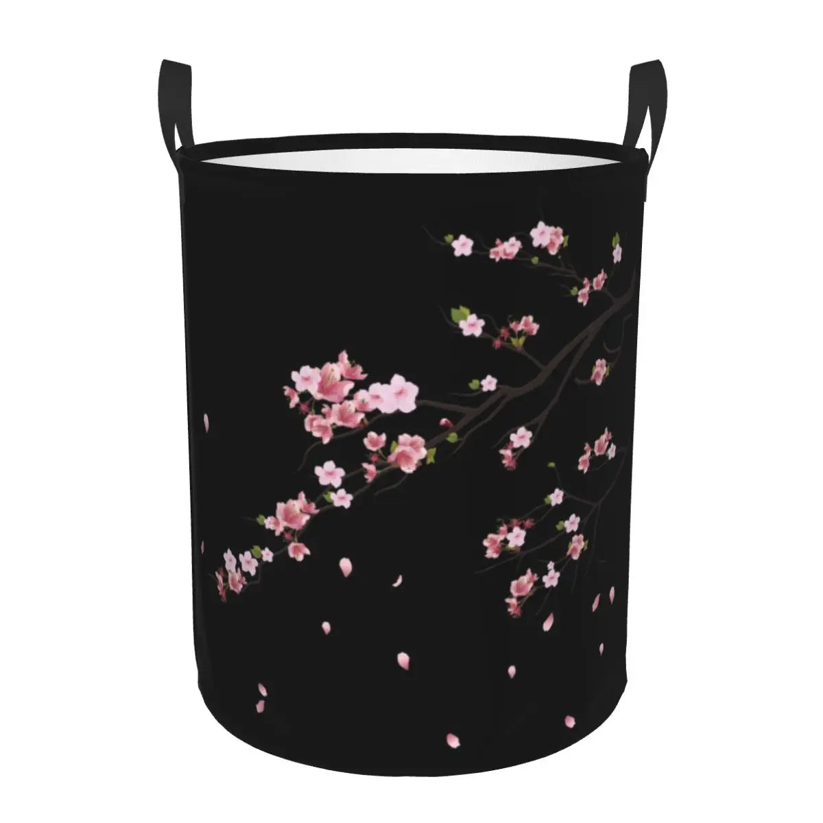 Custom Blooming Sakura Branch Laundry Basket Foldable Cherry Blossom Japanese Flower Clothes Hamper for Baby Kid Toy Storage Bin