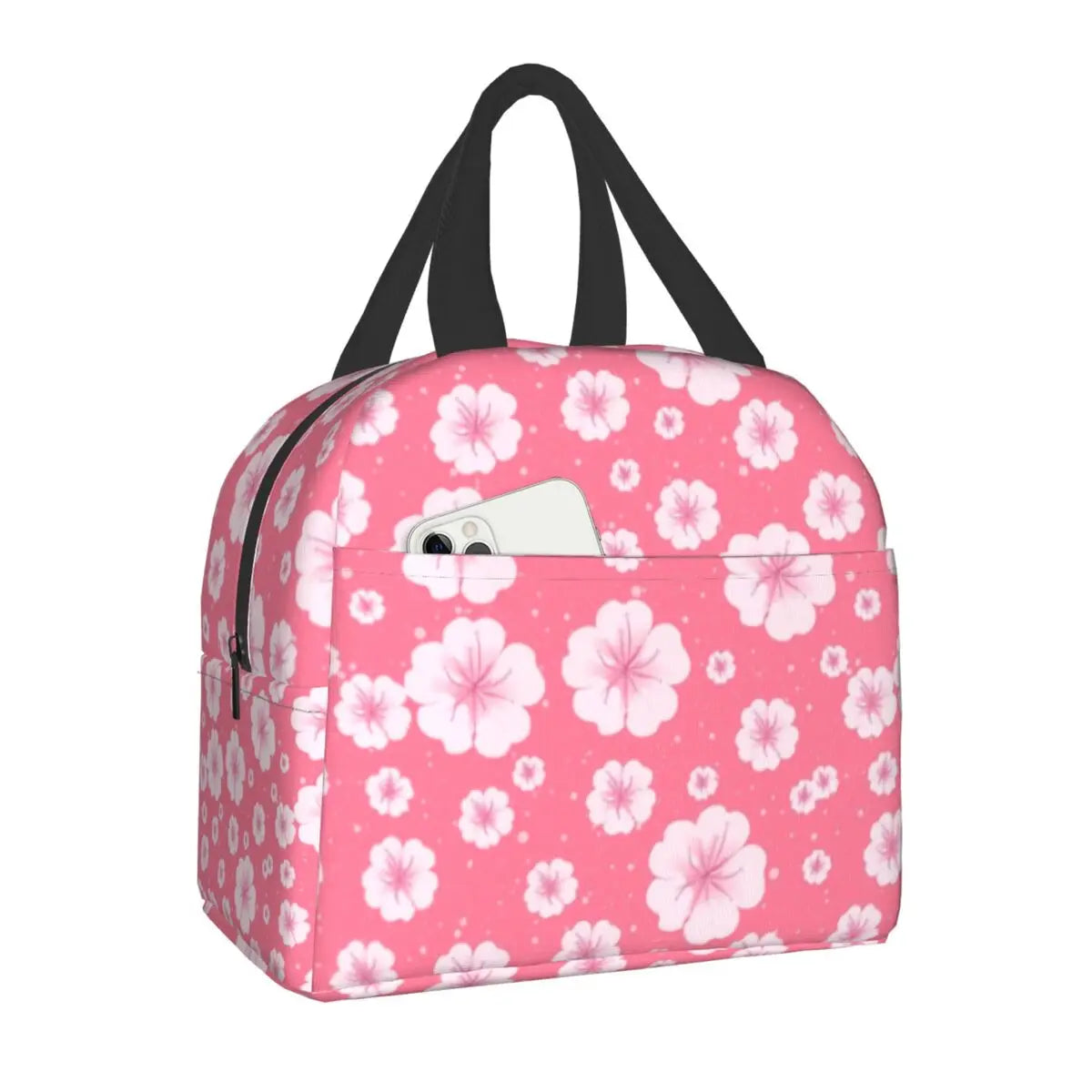 Japanese Sakura Cherry Blossoms Insulated Lunch Bags for Women Resuable Thermal Cooler Flowers Bento Box Kids School Children
