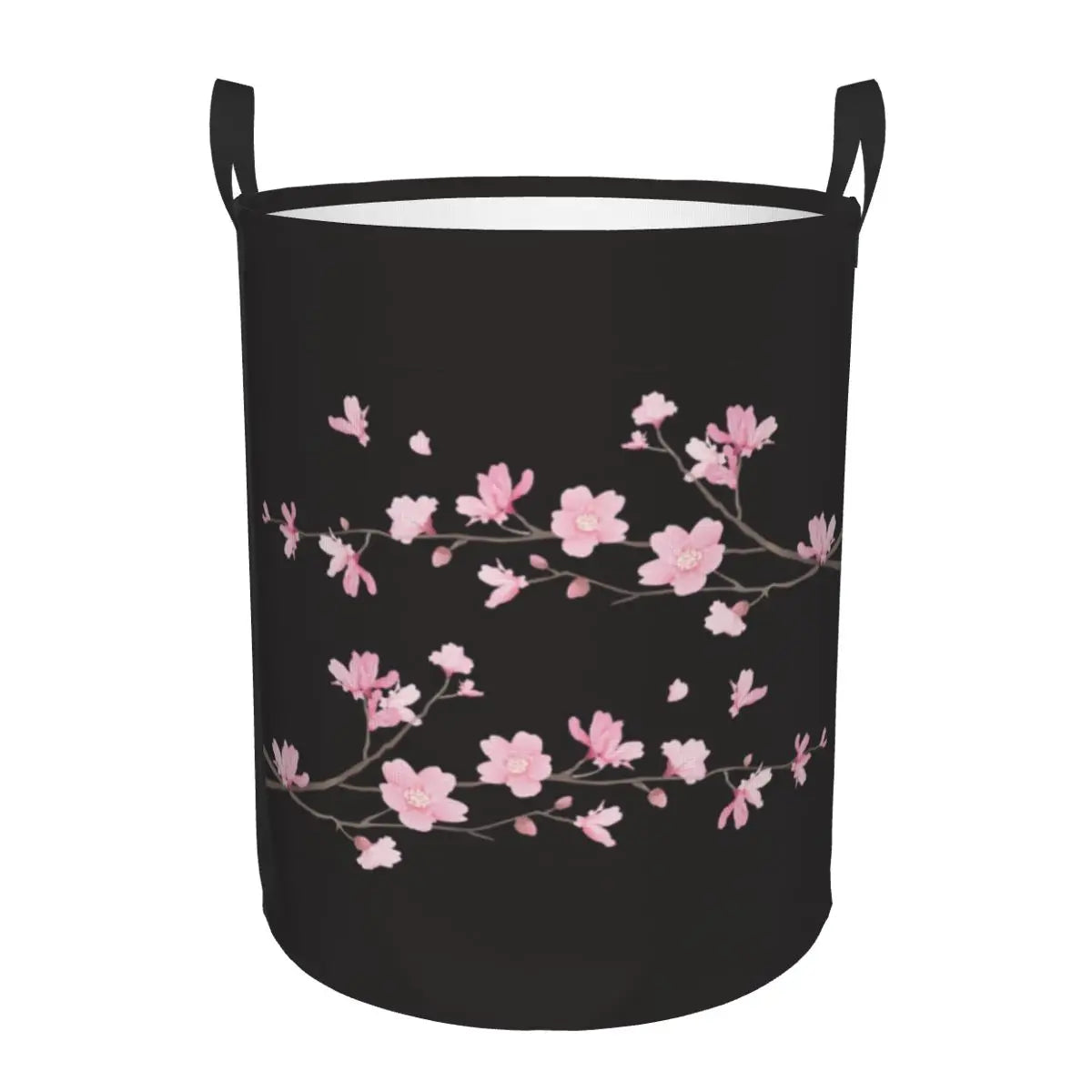 Custom Blooming Sakura Branch Laundry Basket Foldable Cherry Blossom Japanese Flower Clothes Hamper for Baby Kid Toy Storage Bin
