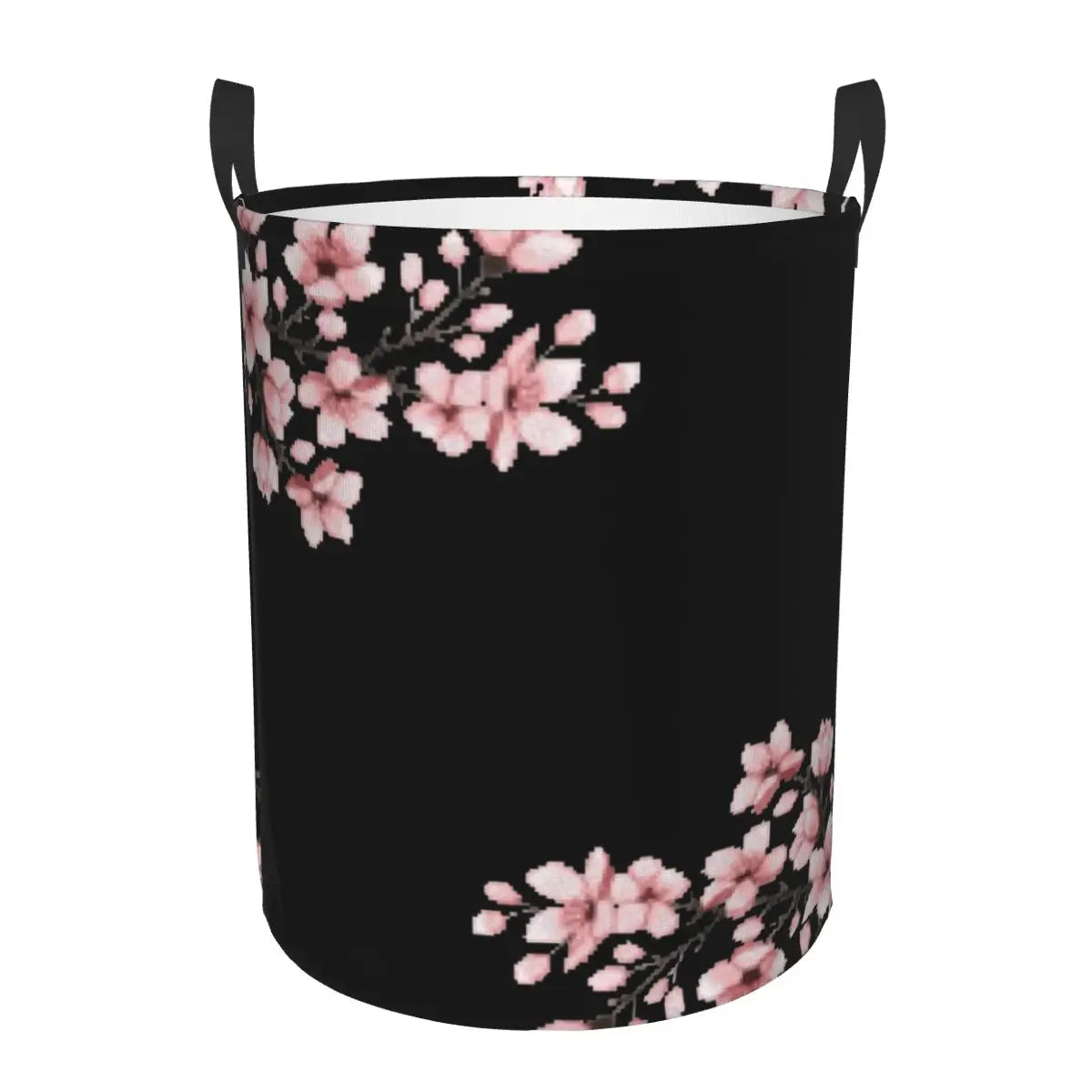Custom Blooming Sakura Branch Laundry Basket Foldable Cherry Blossom Japanese Flower Clothes Hamper for Baby Kid Toy Storage Bin