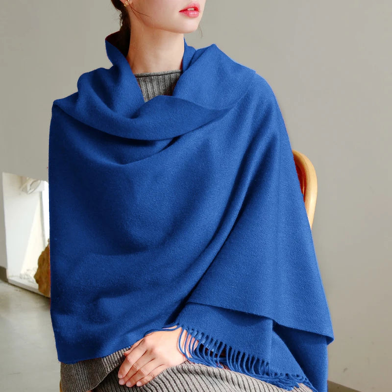 Wool Winter Scarf Women Fashion Shawl Adult Solid Scarves Luxury Autumn Shawls and Wraps  Poncho Scarfs for Ladies Unisex Wrap