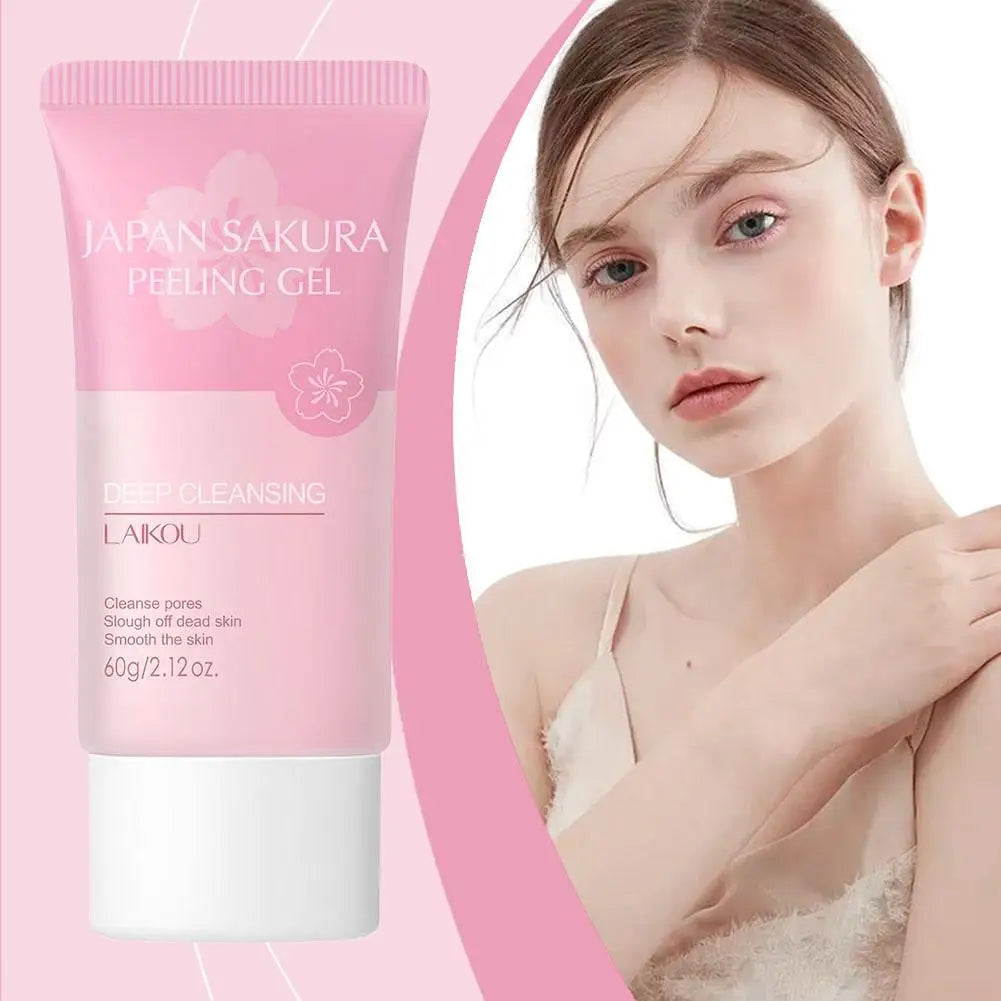 Sakura Exfoliating Gel 60g,Face Cleanser With Natural Blossom Extract,Nourishing Repair Gentle Peel For Sensitive Skin