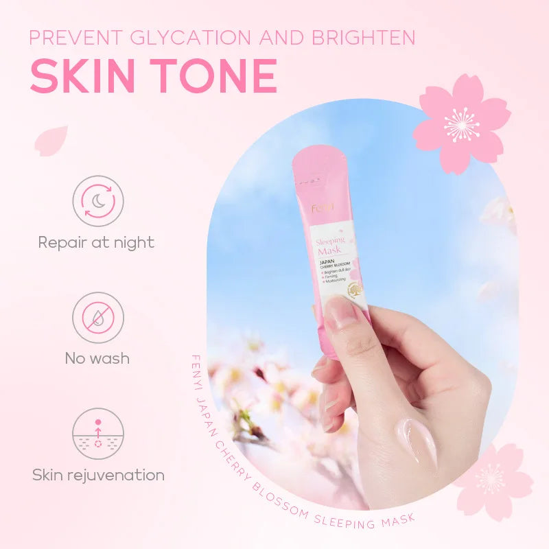 7pcs Cherry Blossoms Green Tea Centella Moisturizing Sleeping Mask Individual Packaging Nourishing Repair Skin Barrier Face Mask