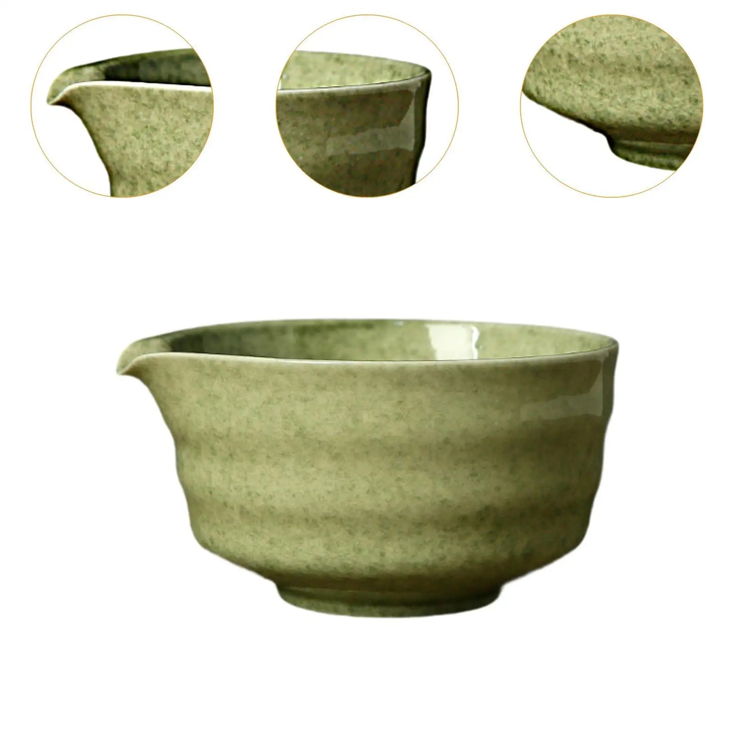 Ceramic Matcha Bowl with Spout Japanese Tea Cup for Friends Family Beginner Handmade Ceramic Matcha Bowl for Whisked