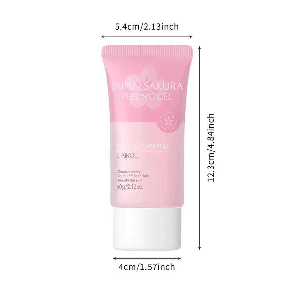 Sakura Exfoliating Gel 60g,Face Cleanser With Natural Blossom Extract,Nourishing Repair Gentle Peel For Sensitive Skin