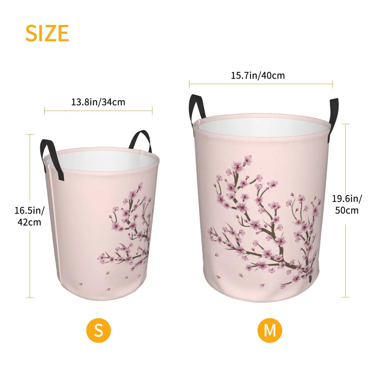 Custom Blooming Sakura Branch Laundry Basket Foldable Cherry Blossom Japanese Flower Clothes Hamper for Baby Kid Toy Storage Bin