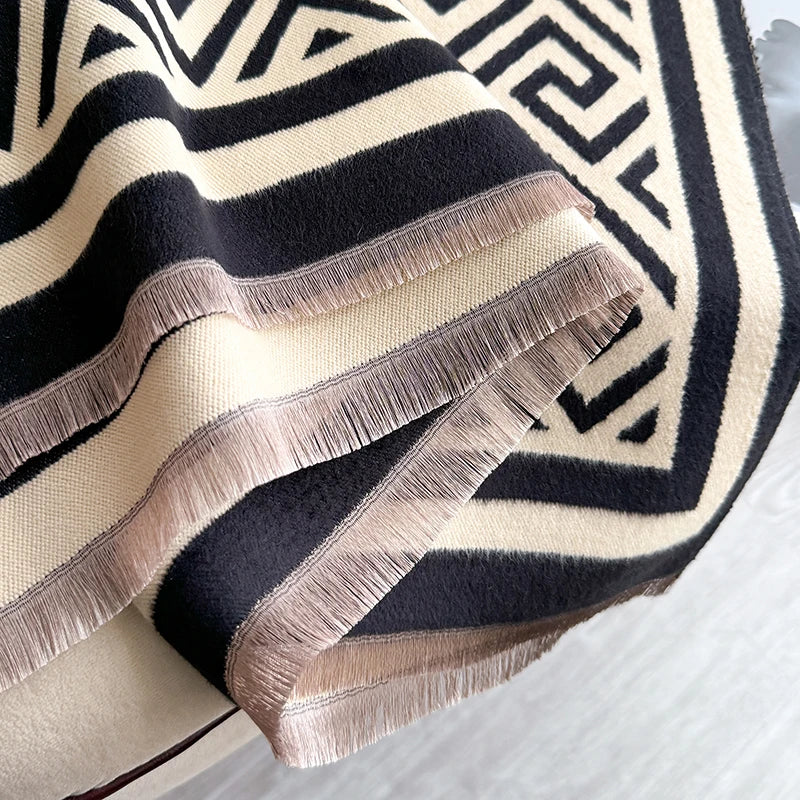 Winter new women's luxury brand cashmere scarf thick warm shawl scarf plaid jacquard soft women's shawl Bufanda shawl scarf