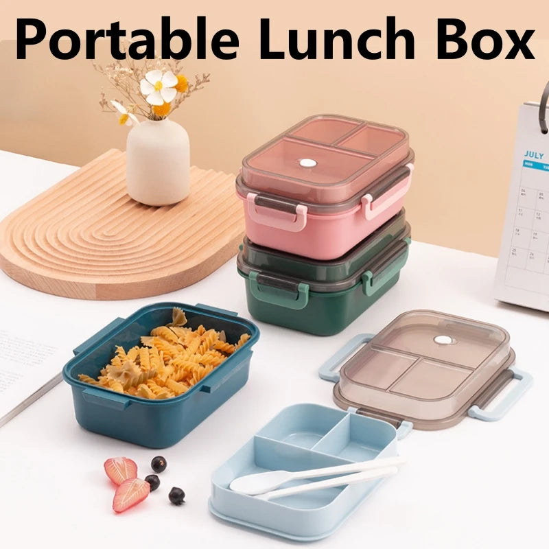 1250ml Lunch Box Portable Double-layer Compartment Food Container Microwave Picnic Fresh for Children School Office Bento Box