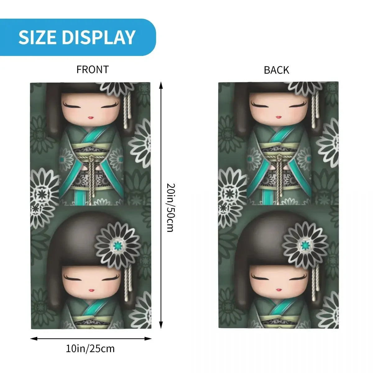 Custom Japanese Girl Sakura Kokeshi Doll Bandana Neck Gaiter for Hiking Camping Men Women Wrap Scarf Balaclava Warmer