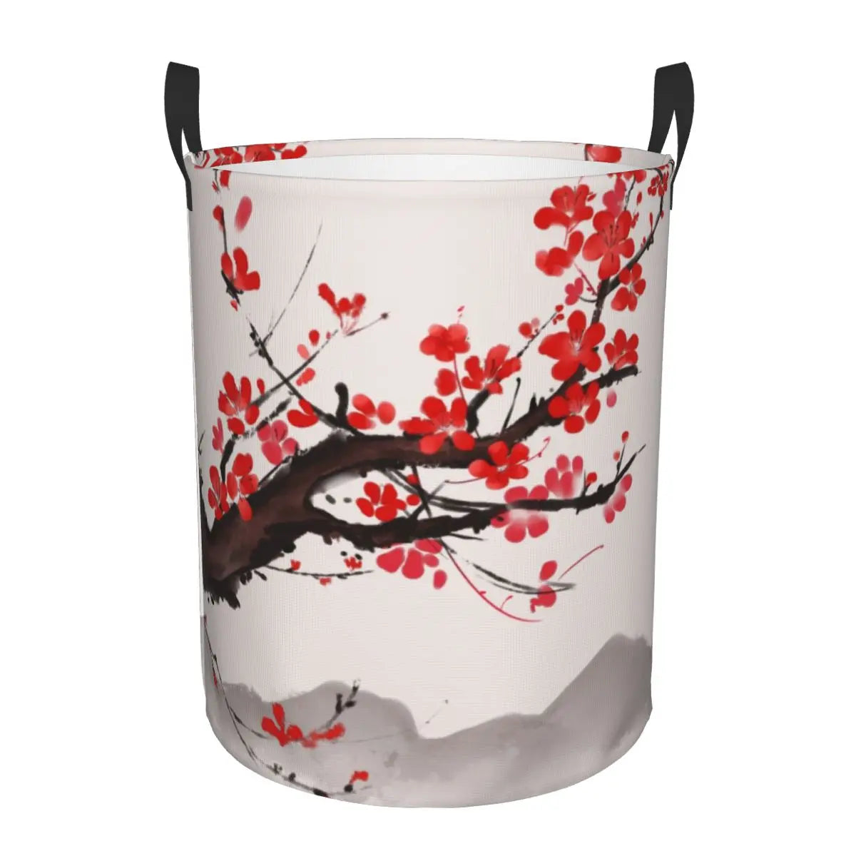 Custom Blooming Sakura Branch Laundry Basket Foldable Cherry Blossom Japanese Flower Clothes Hamper for Baby Kid Toy Storage Bin