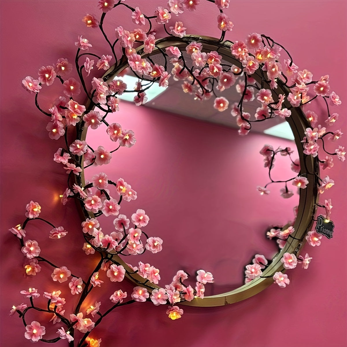 96LED Cherry Blossom Under-Cabinet Lights - USB Powered, 74.8inch Pink Sakura Fairy Lights for Home and Party Decoration, Plastic LED Strip with No Battery Required for Bedroom, Living Room Ambience