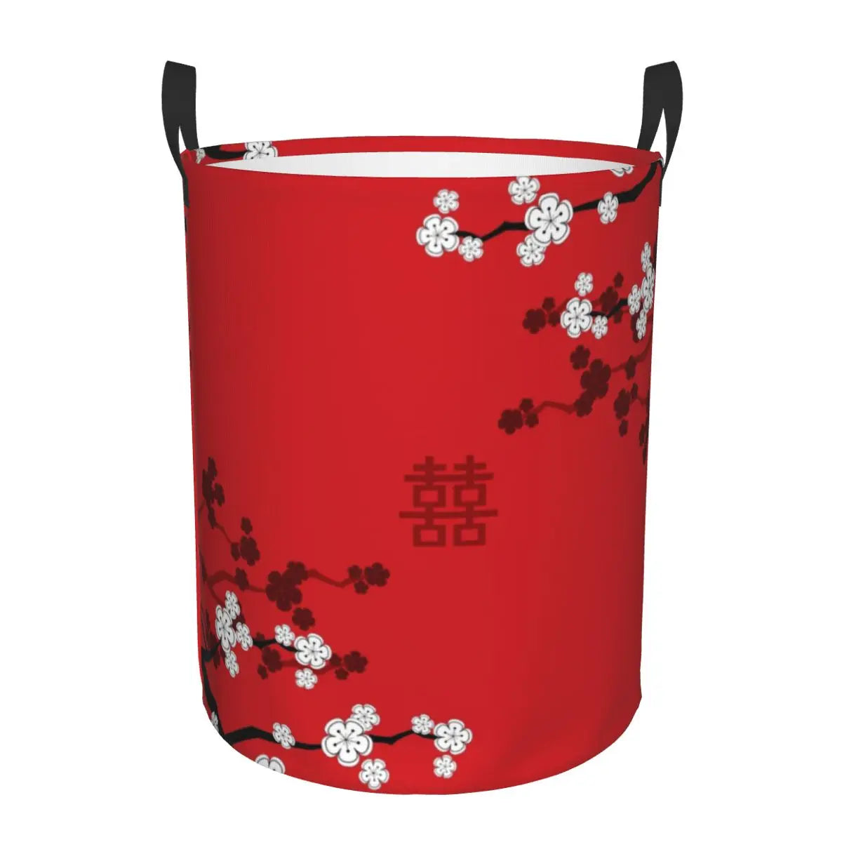 Custom Blooming Sakura Branch Laundry Basket Foldable Cherry Blossom Japanese Flower Clothes Hamper for Baby Kid Toy Storage Bin