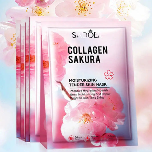 1/5Pcs Sakura Collagen Mask Deep Hydrating Moisturing Skin Conditioning Brightening Deep Cleansing Smoothing Skin Care Product