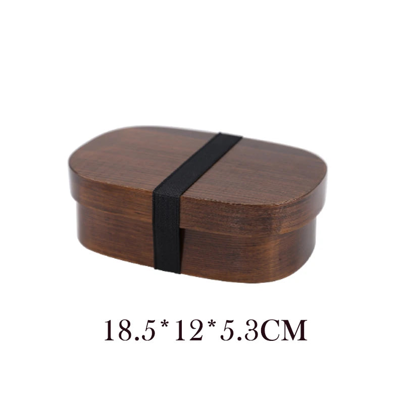 Wooden Lunch Box Set Japanese Bento Boxes Picnic Dinnerware Kit for School Food Container Sushi Case with Tableware Lunchbox