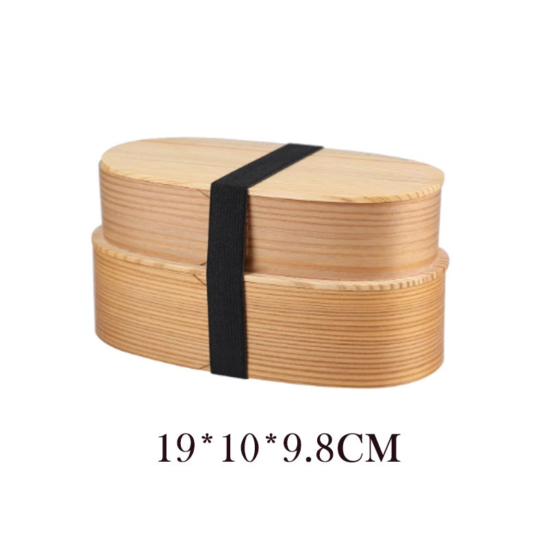 Wooden Lunch Box Set Japanese Bento Boxes Picnic Dinnerware Kit for School Food Container Sushi Case with Tableware Lunchbox