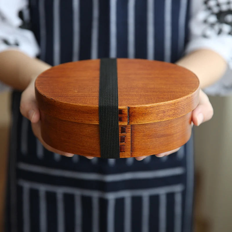 Wooden Lunch Box Set Japanese Bento Boxes Picnic Dinnerware Kit for School Food Container Sushi Case with Tableware Lunchbox