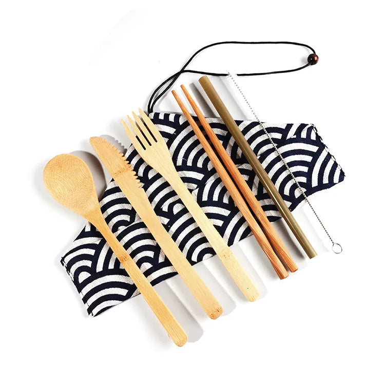 Wooden Lunch Box Set Japanese Bento Boxes Picnic Dinnerware Kit for School Food Container Sushi Case with Tableware Lunchbox