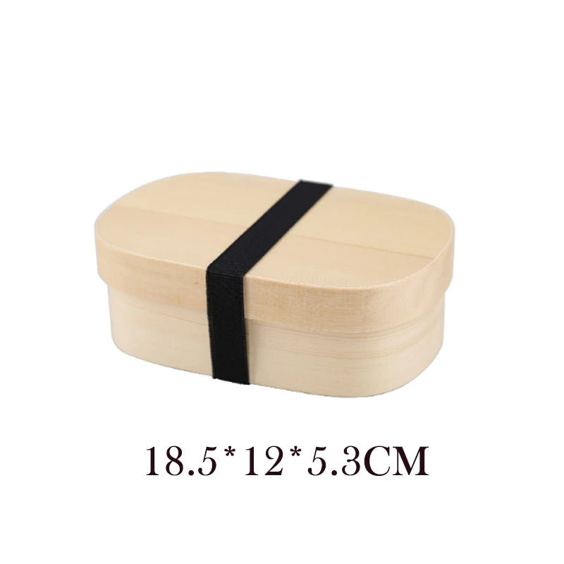 Wooden Lunch Box Set Japanese Bento Boxes Picnic Dinnerware Kit for School Food Container Sushi Case with Tableware Lunchbox