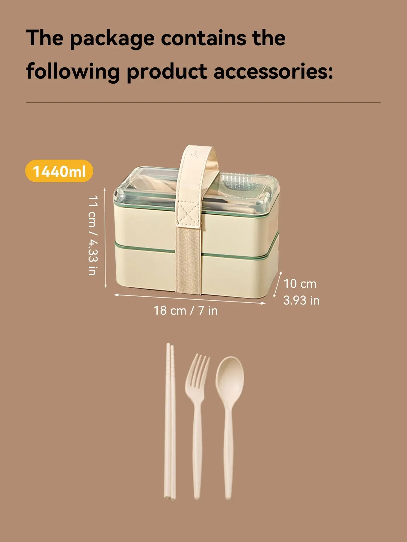 WORTHBUY Microwave Bento Box With Tableware Portable Double-layer Lunch Box Leak Proof Divided Food Containers For Student Adult