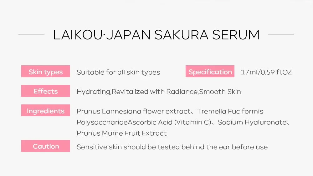 LAIKOU Sakura  Face Essence  Anti Wrinkle  Serum Shrink Pores Anti-Aging Moisturizing Dry Skin Care 17ml