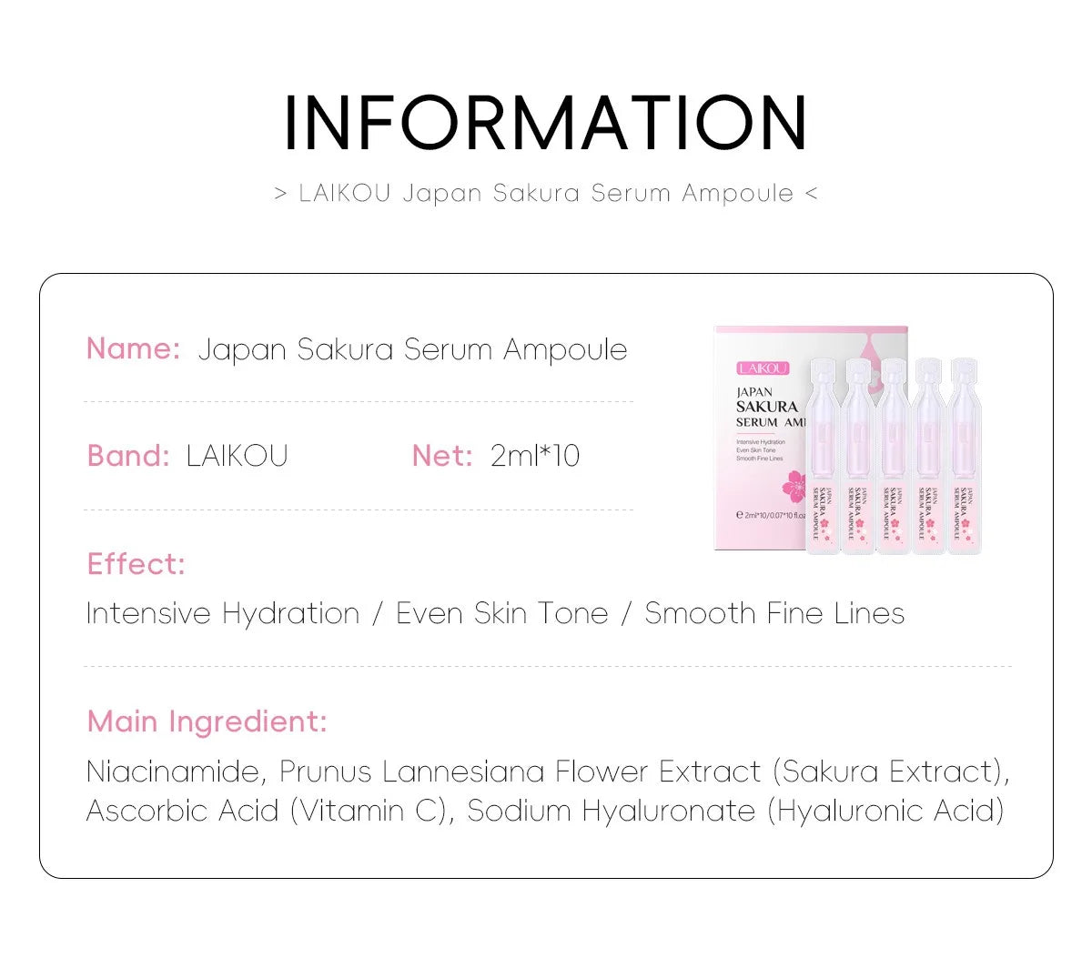 30pcs Japan Sakura Serum Facial Moisturizing Nourish Repair Fade Wrinkle Dark Spot Anti Aging Essence Skin Care