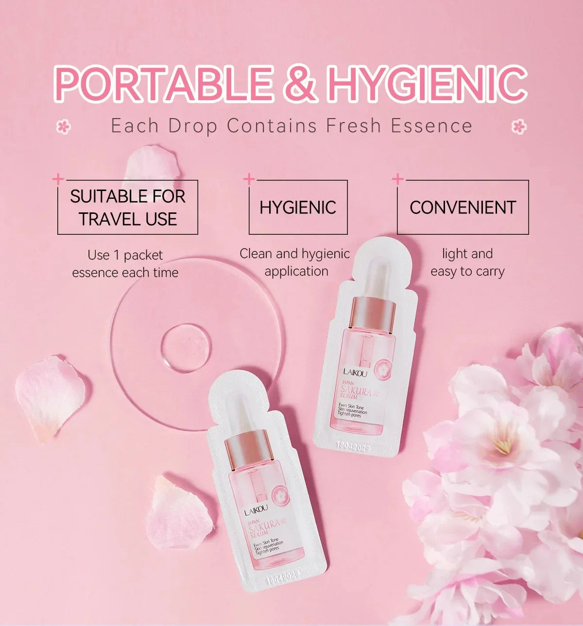 Anti Aging Sakura Whitening Face Serum Fade Fine Lines Tighten Pores Improve Melanin Pigment Dull Moisturizer Brighten Skin Care