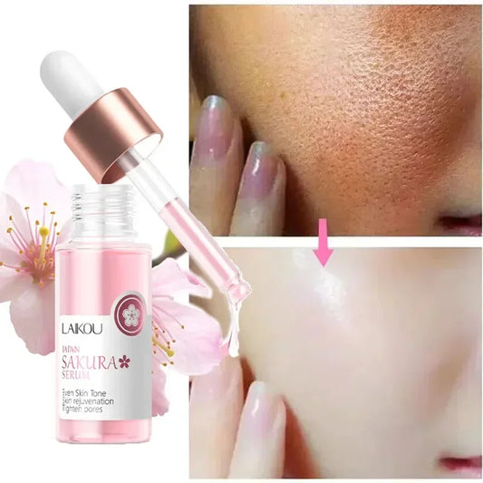 Anti Aging Sakura Whitening Face Serum Fade Fine Lines Tighten Pores Improve Melanin Pigment Dull Moisturizer Brighten Skin Care